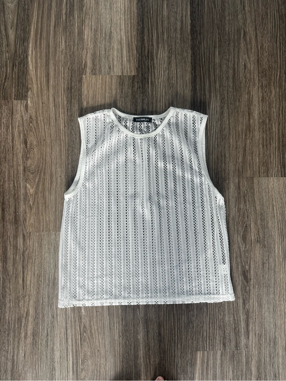 INC International Concepts White Crochet-Style Tank Top